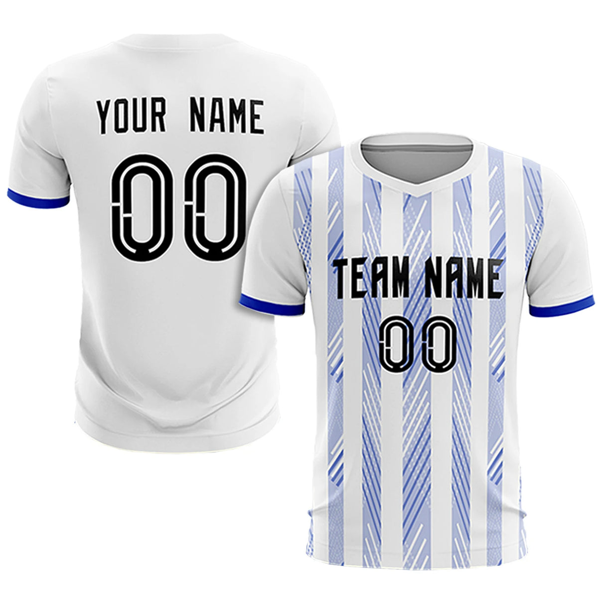 Custom White Royal Blue-White Soft Soccer Sets Jersey