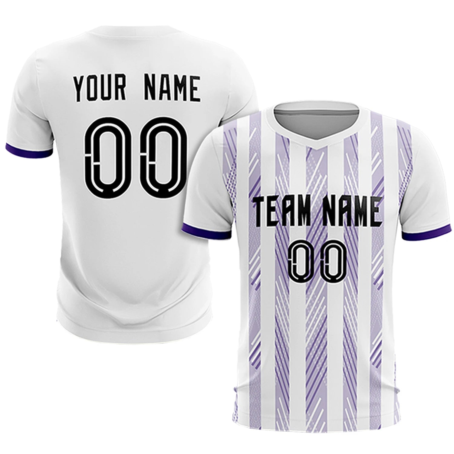 Custom White Purple-White Soft Soccer Sets Jersey