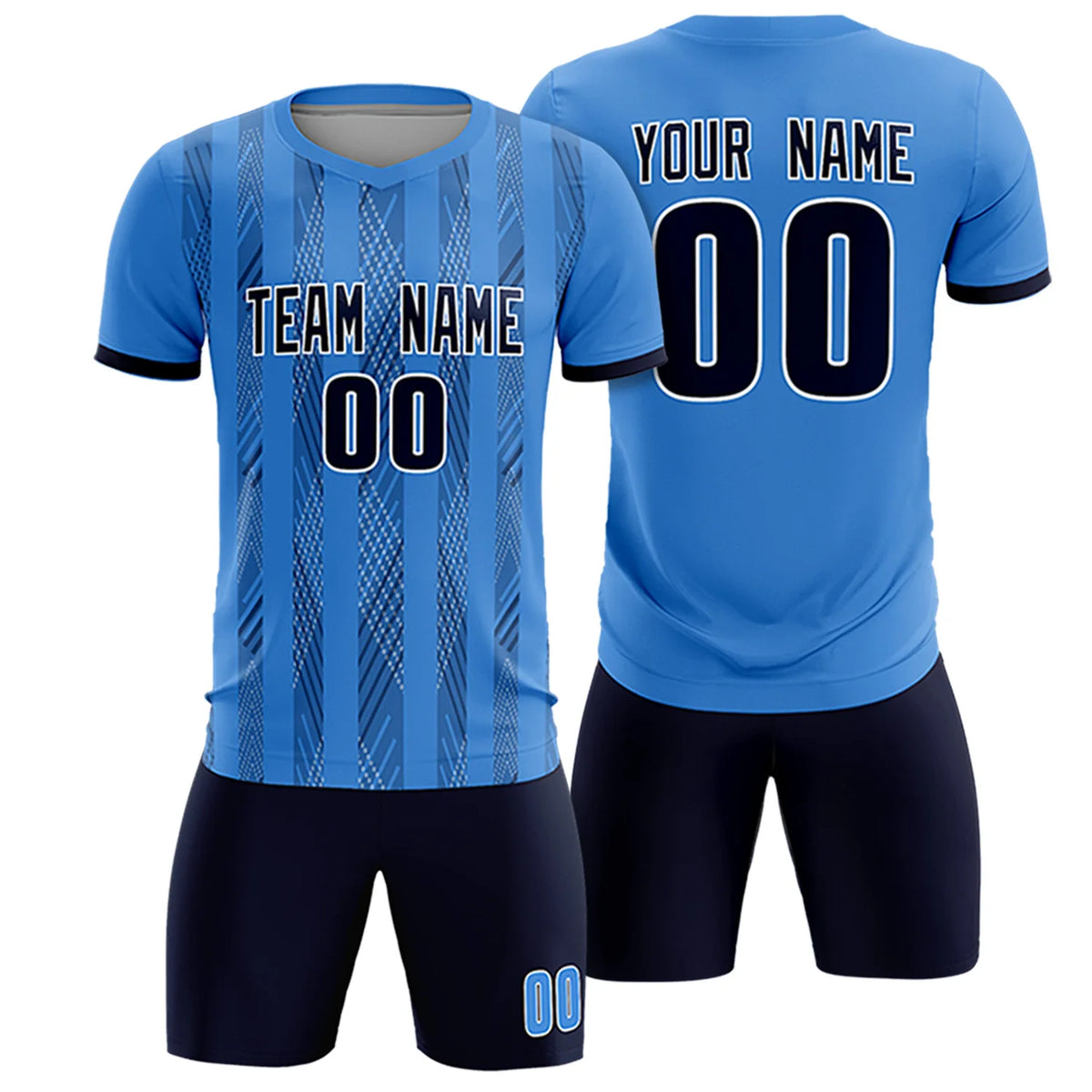 Custom Powder Blue Navy-White Soft Soccer Sets Jersey