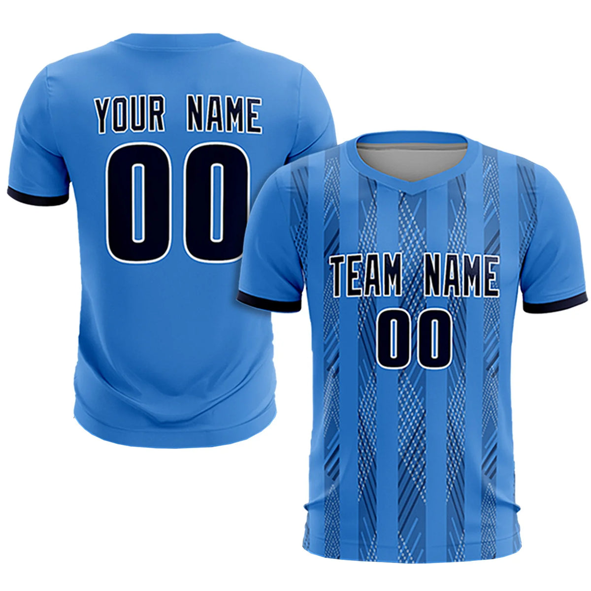 Custom Powder Blue Navy-White Soft Soccer Sets Jersey