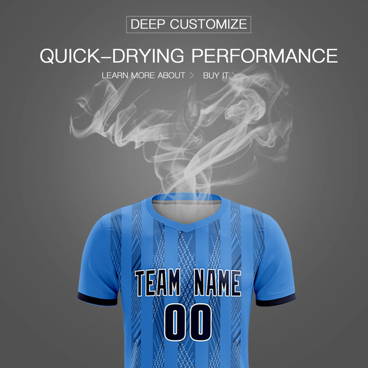 Custom Powder Blue Navy-White Soft Soccer Sets Jersey