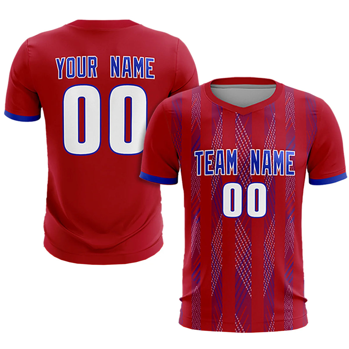 Custom Red Royal Blue-White Soft Soccer Sets Jersey