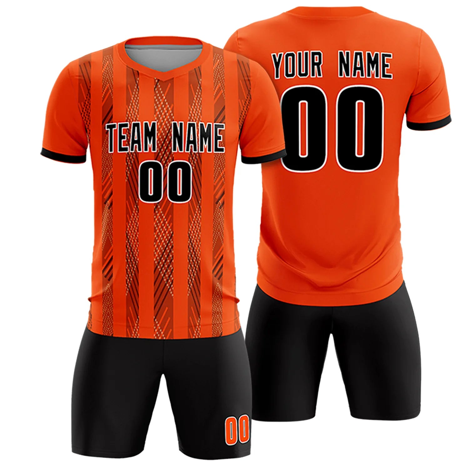 Custom Orange Black-White Soft Soccer Sets Jersey