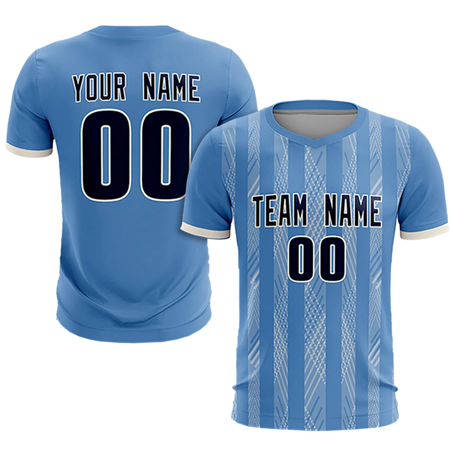 Custom Light Blue Cream-White Soft Soccer Sets Jersey