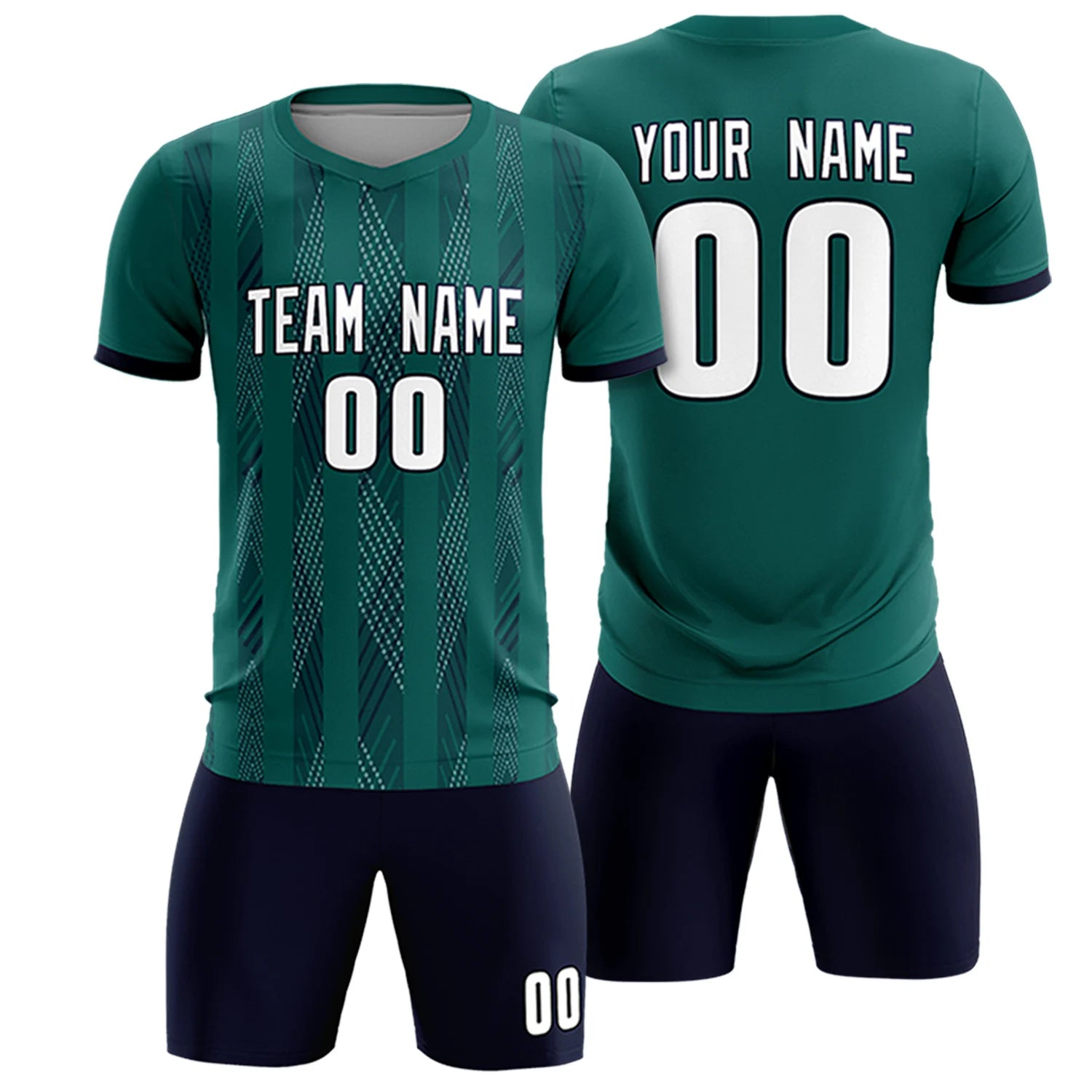 Custom Midnight Green Navy-White Soft Soccer Sets Jersey