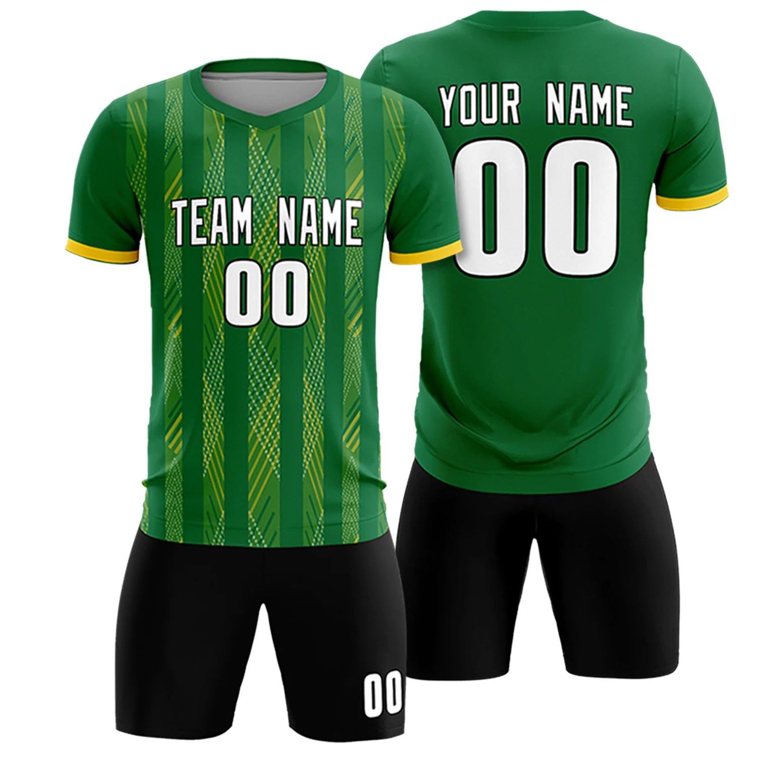 Custom Kelly Green Gold01-White Soft Soccer Sets Jersey