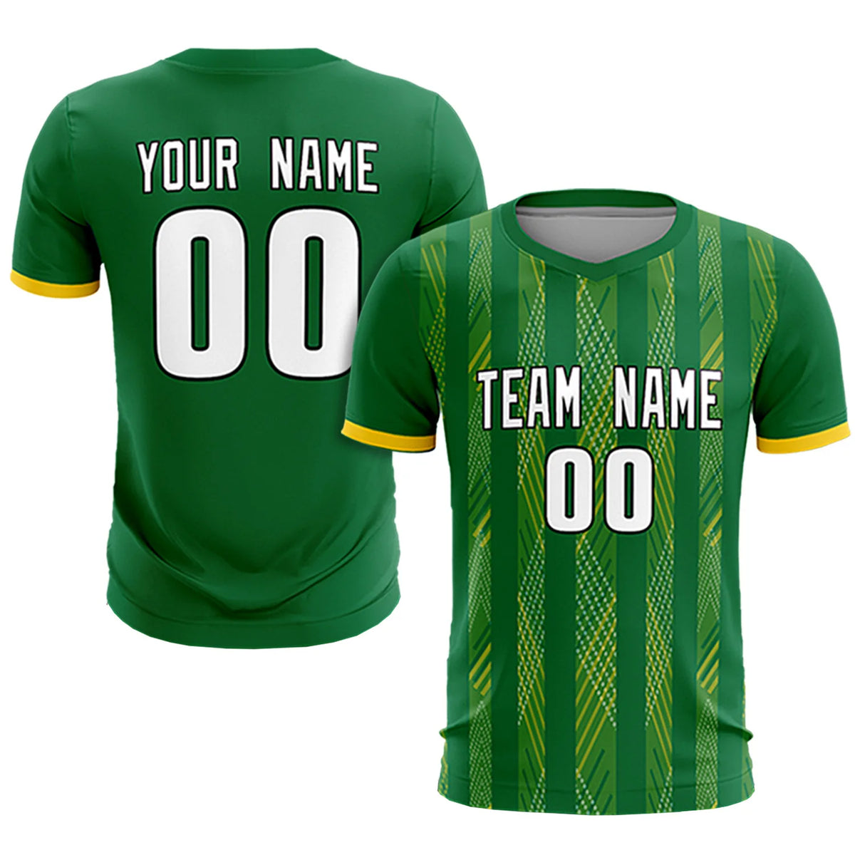 Custom Kelly Green Gold01-White Soft Soccer Sets Jersey
