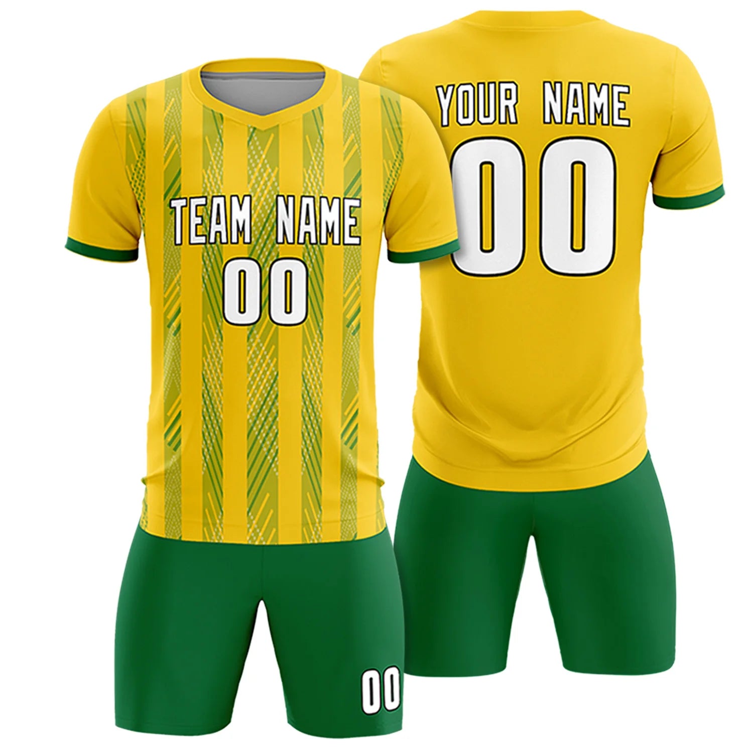 Custom Gold01 Kelly Green-White Soft Soccer Sets Jersey