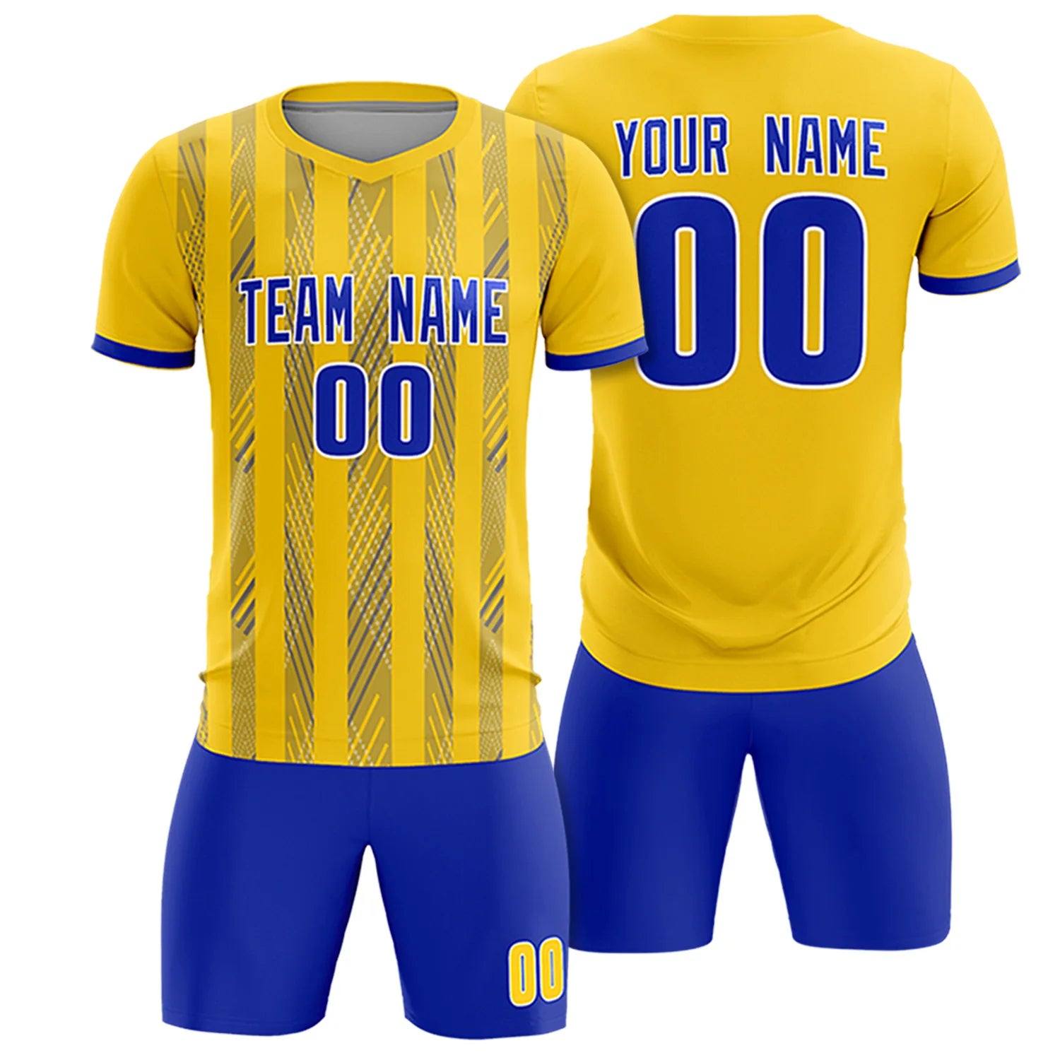 Custom Gold01 Royal Blue-White Soft Soccer Sets Jersey