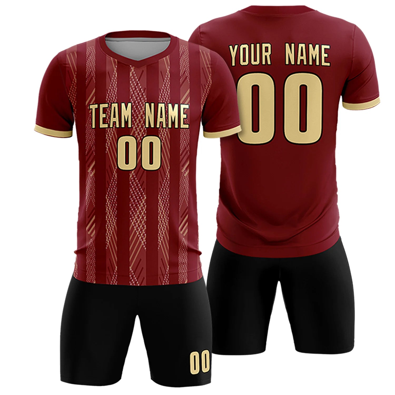 Custom Crimson Khaki-White Soft Soccer Sets Jersey