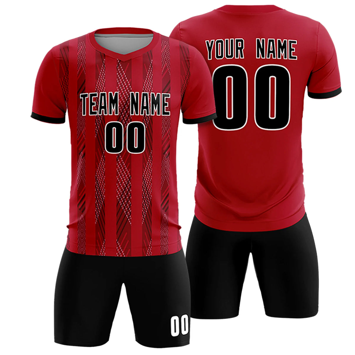 Custom Red Black-White Soft Soccer Sets Jersey