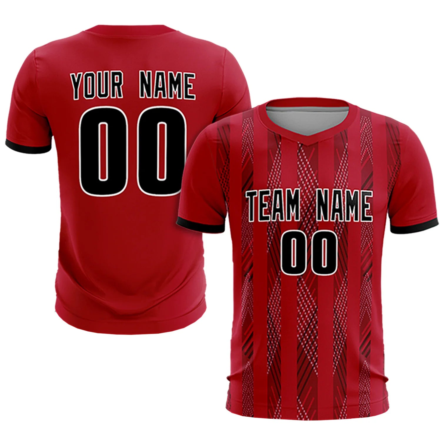 Custom Red Black-White Soft Soccer Sets Jersey