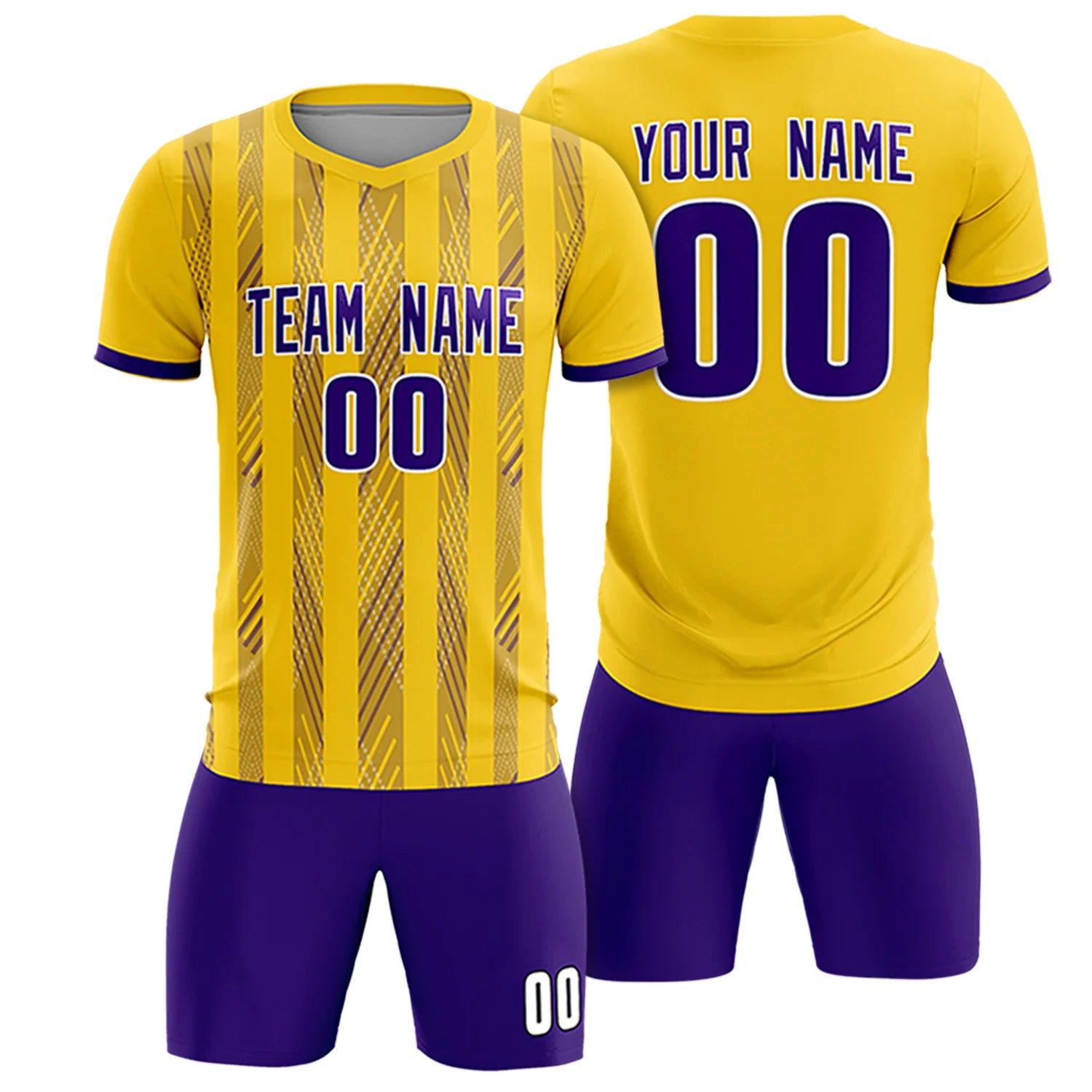 Custom Gold01 Purple-White Soft Soccer Sets Jersey