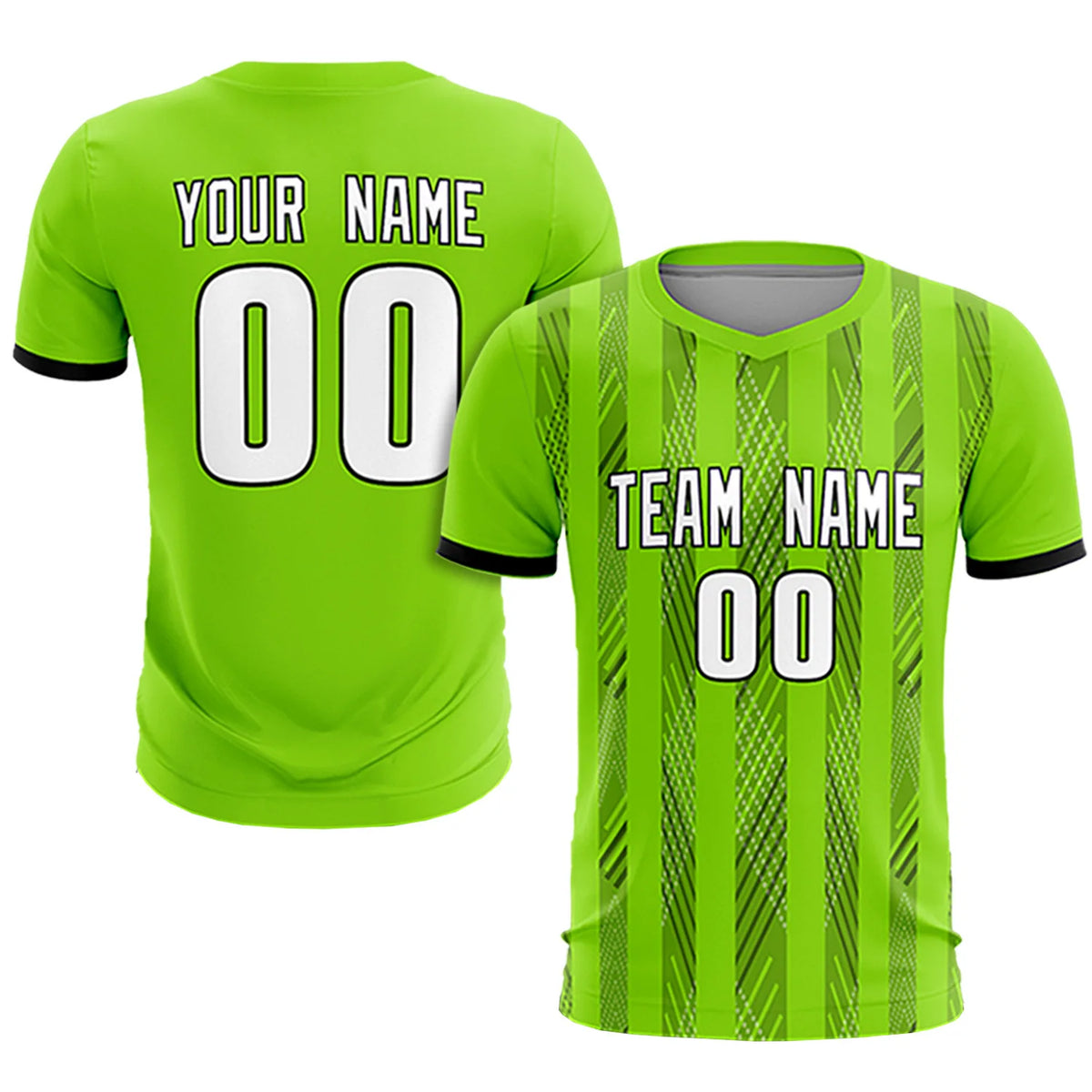 Custom Neon Green Black-White Soft Soccer Sets Jersey