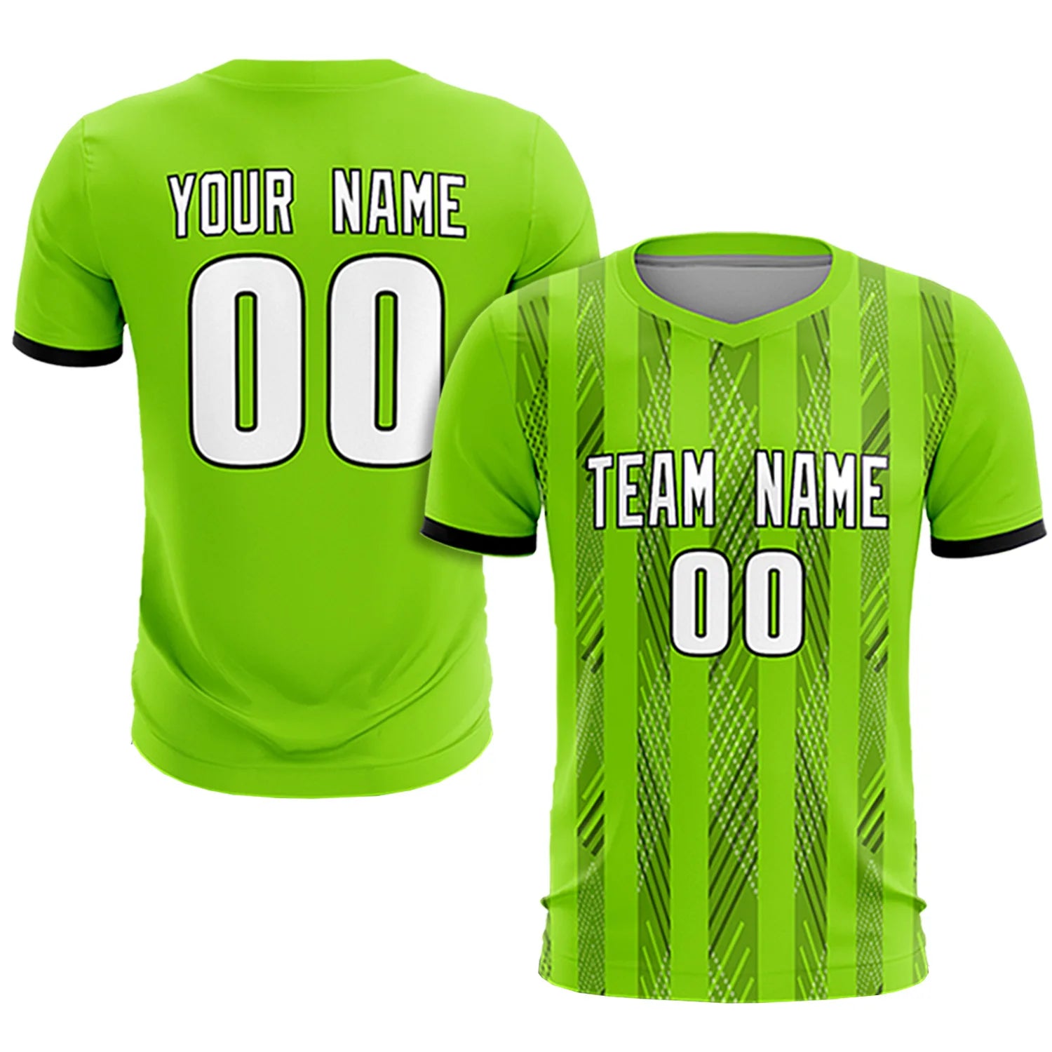Custom Neon Green Black-White Soft Soccer Sets Jersey