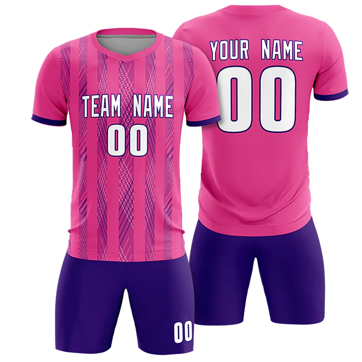 Custom Pink Purple-White Soft Soccer Sets Jersey