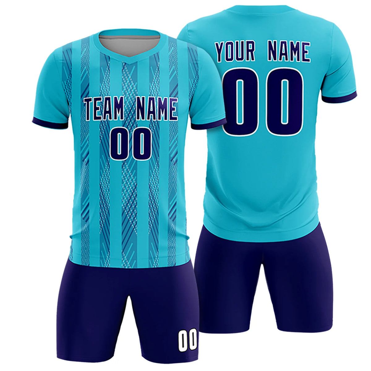 Custom Powder Blue Purple-White Soft Soccer Sets Jersey