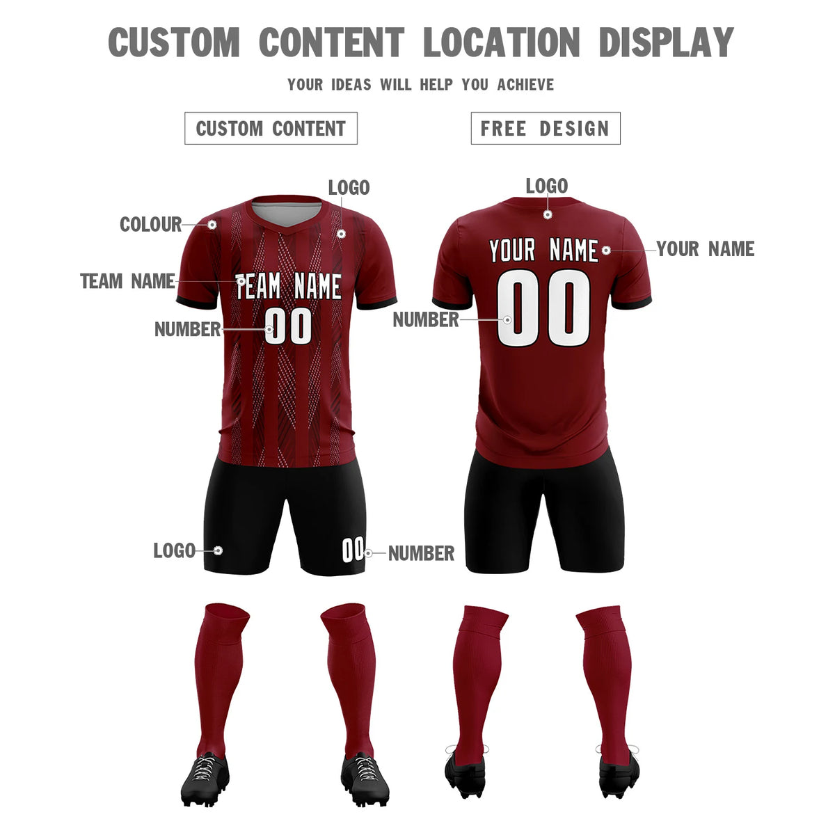 Custom Crimson Black-Gray Soft Soccer Sets Jersey
