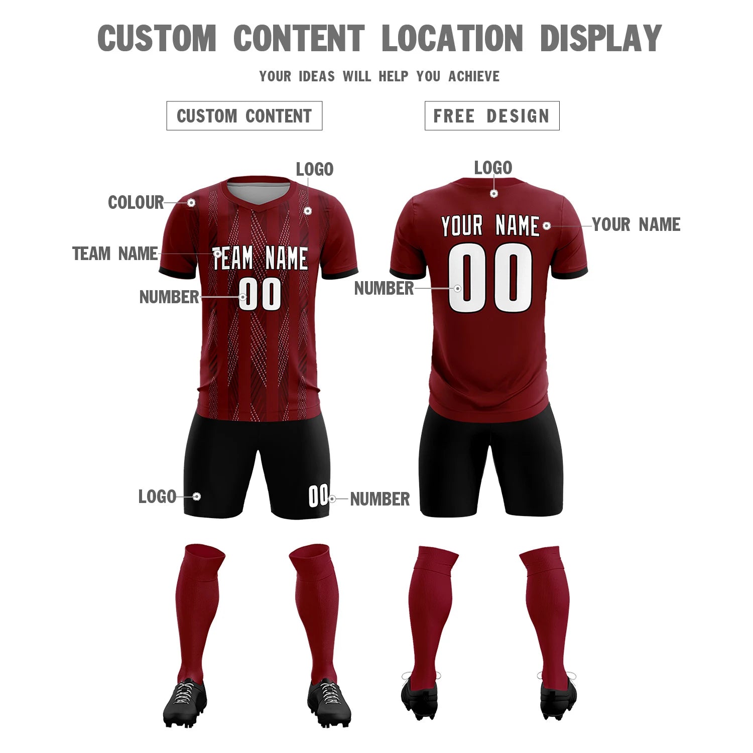 Custom Crimson Black-Gray Soft Soccer Sets Jersey