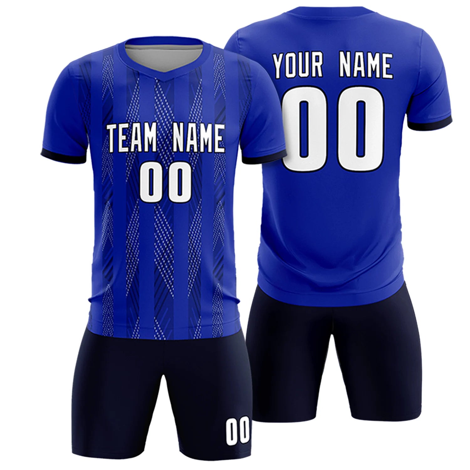 Custom Royal Blue Black-White Soft Soccer Sets Jersey