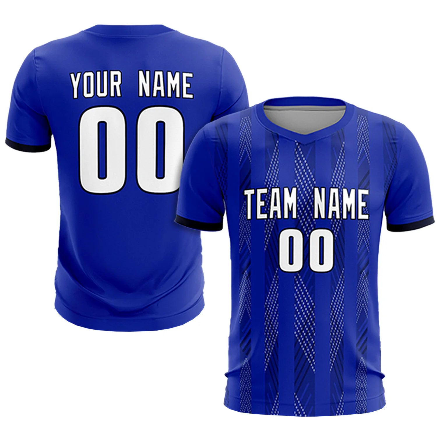 Custom Royal Blue Black-White Soft Soccer Sets Jersey