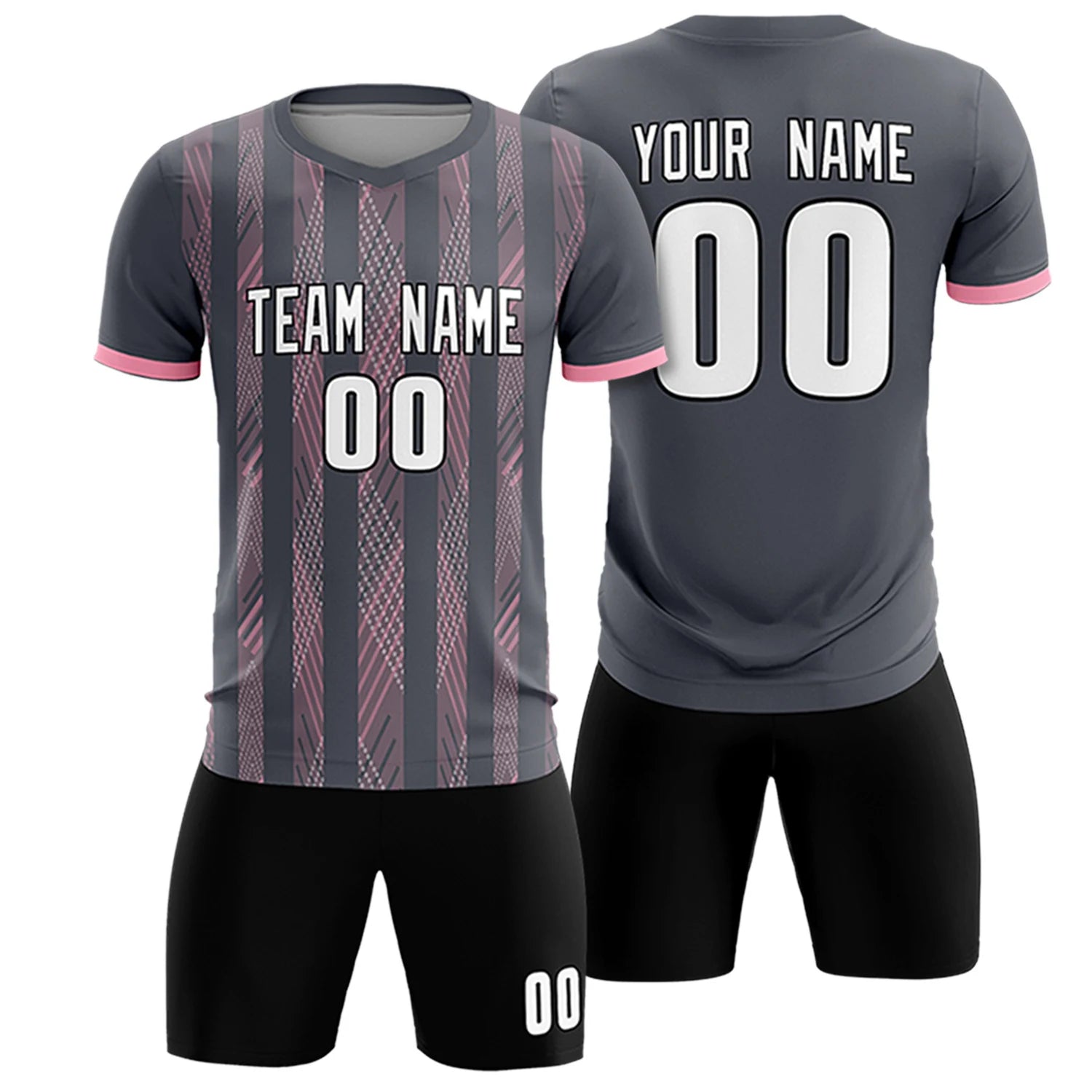 Custom Gray Light Pink-White Soft Soccer Sets Jersey