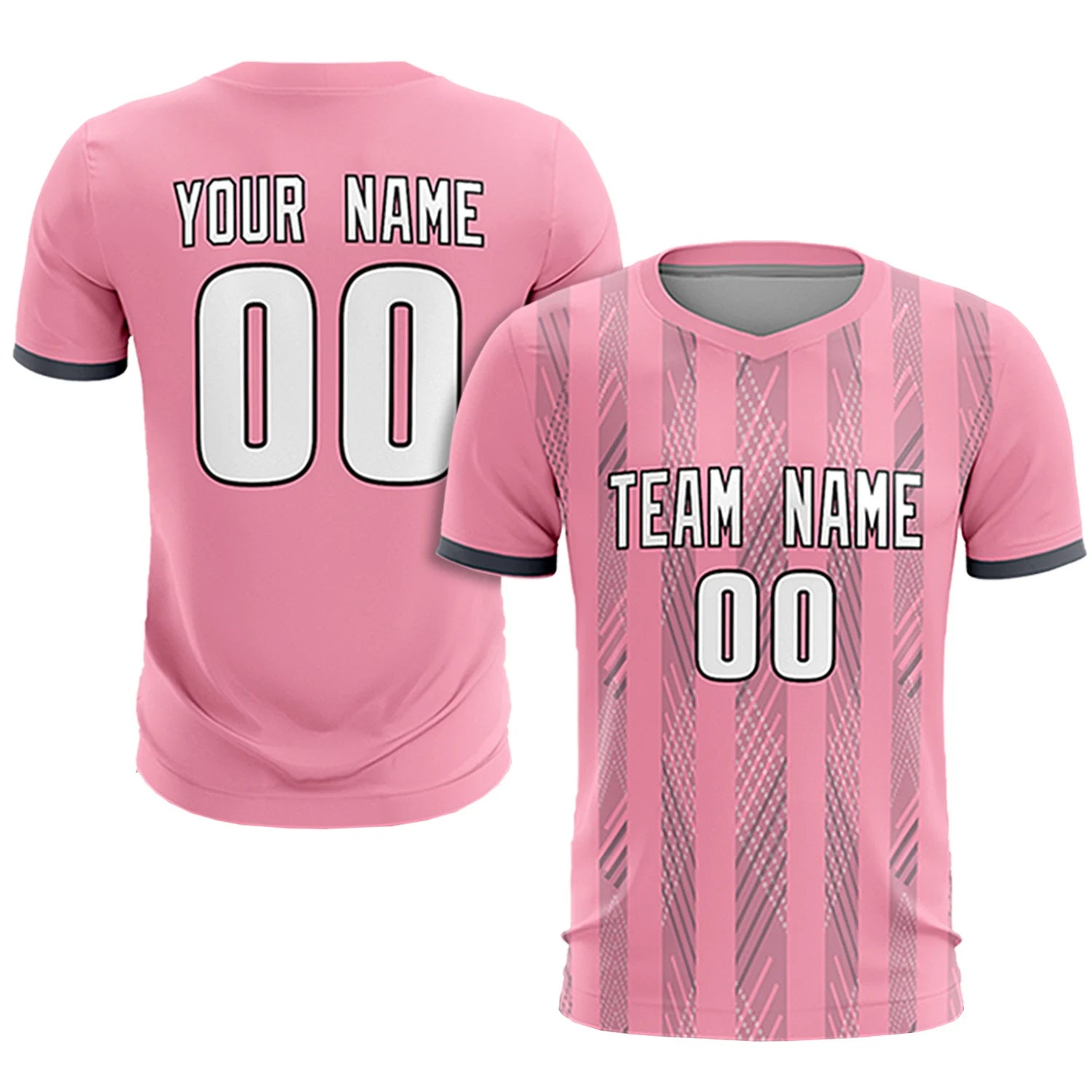 Custom Light Pink Gray-White Soft Soccer Sets Jersey