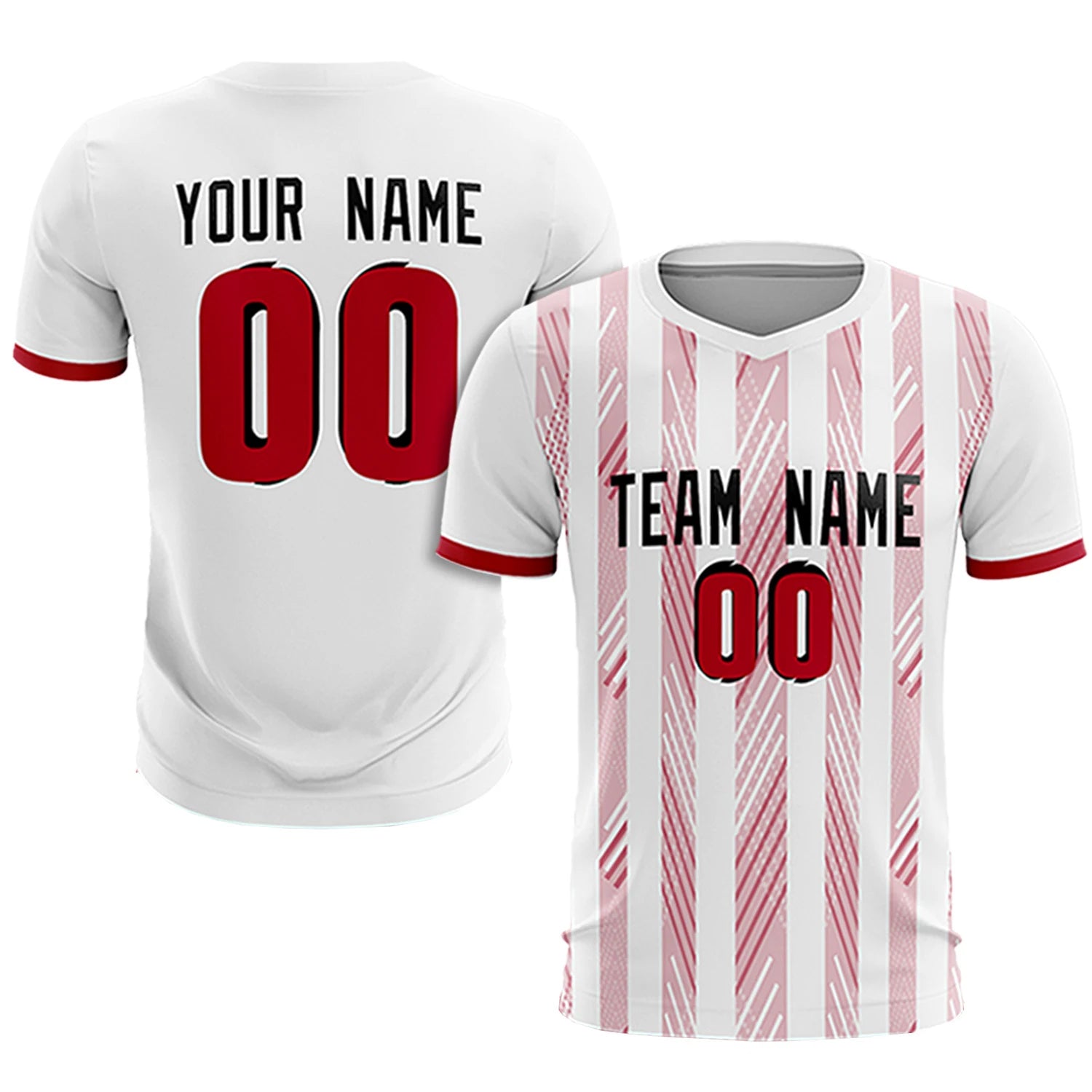 Custom White Red-White Soft Soccer Sets Jersey