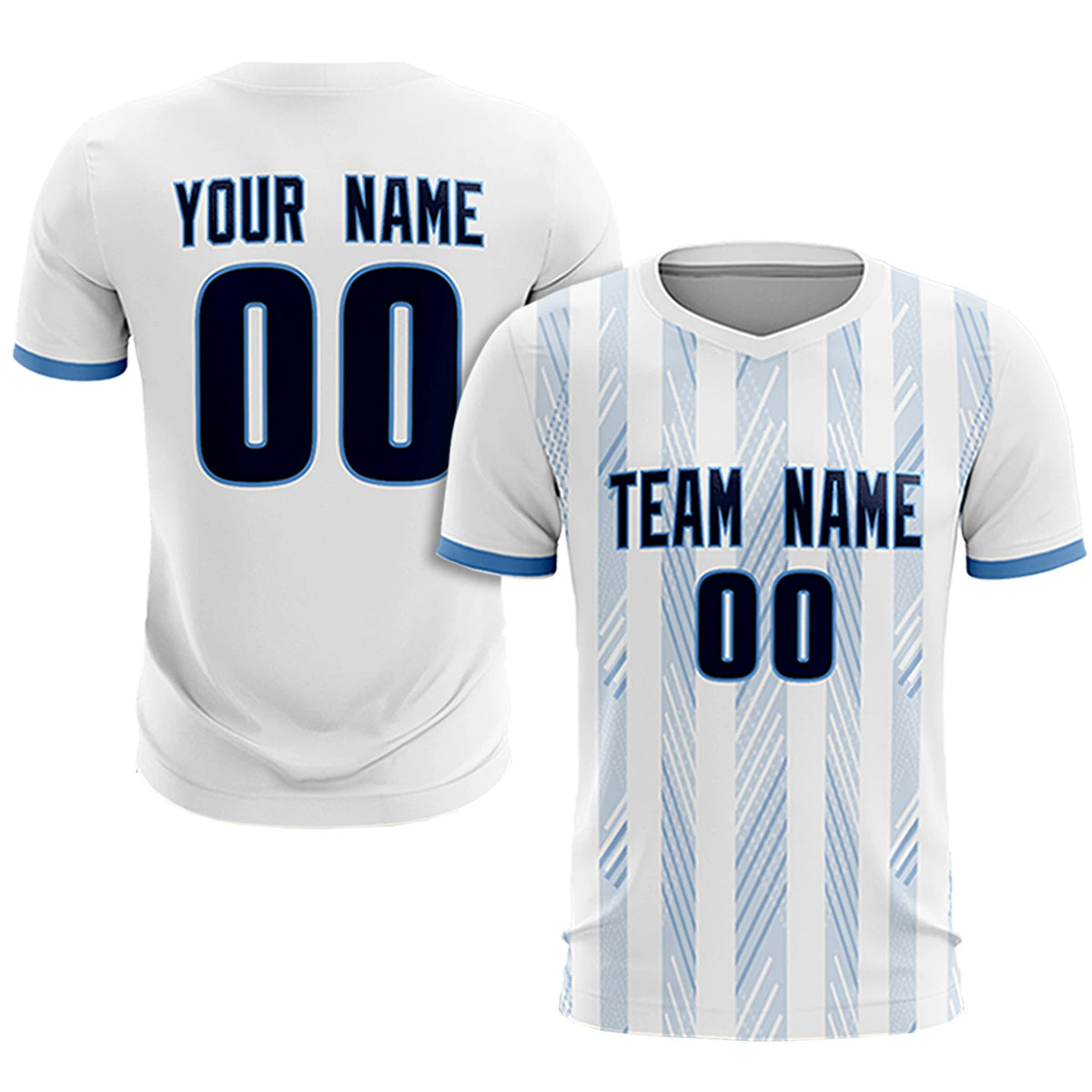 Custom White Light Blue-White Soft Soccer Sets Jersey