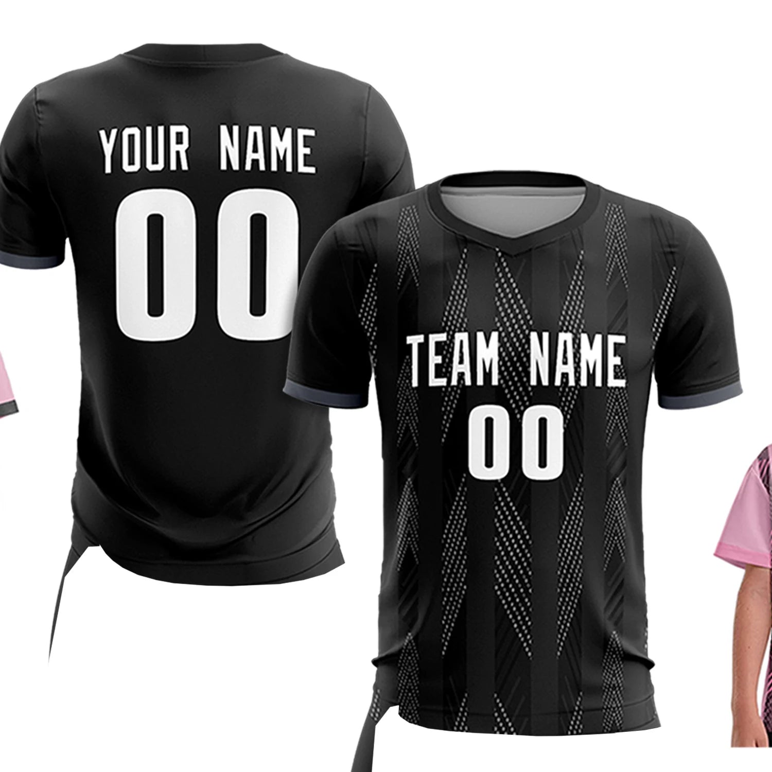 Custom Black Black-White Soft Soccer Sets Jersey