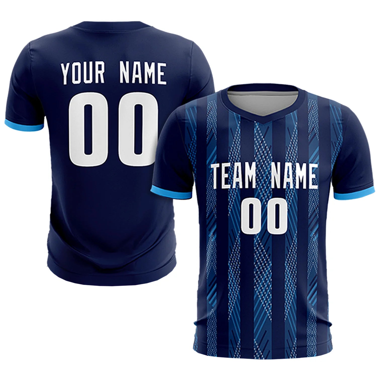 Custom Navy Powder Blue-White Soft Soccer Sets Jersey