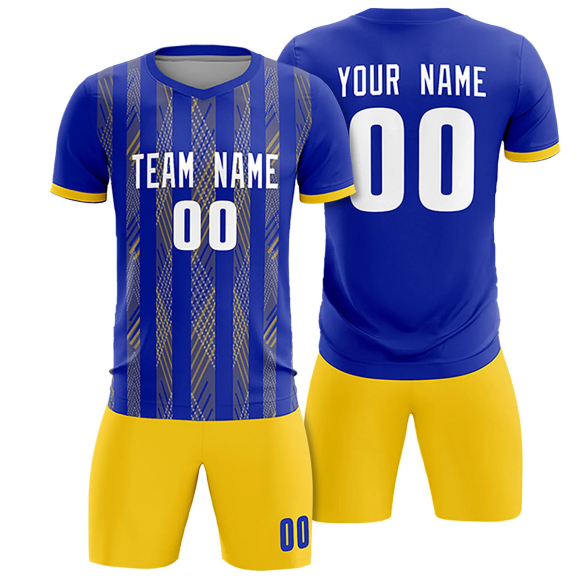 Custom Royal Blue Gold01-White Soft Soccer Sets Jersey