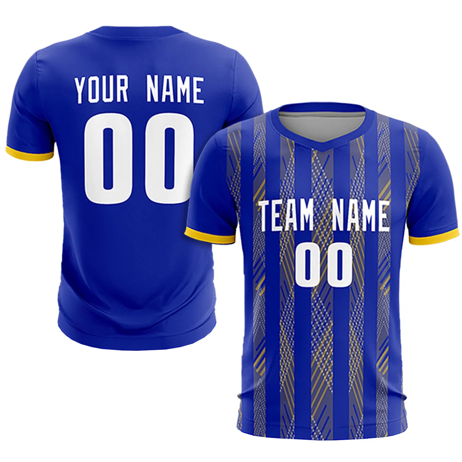 Custom Royal Blue Gold01-White Soft Soccer Sets Jersey