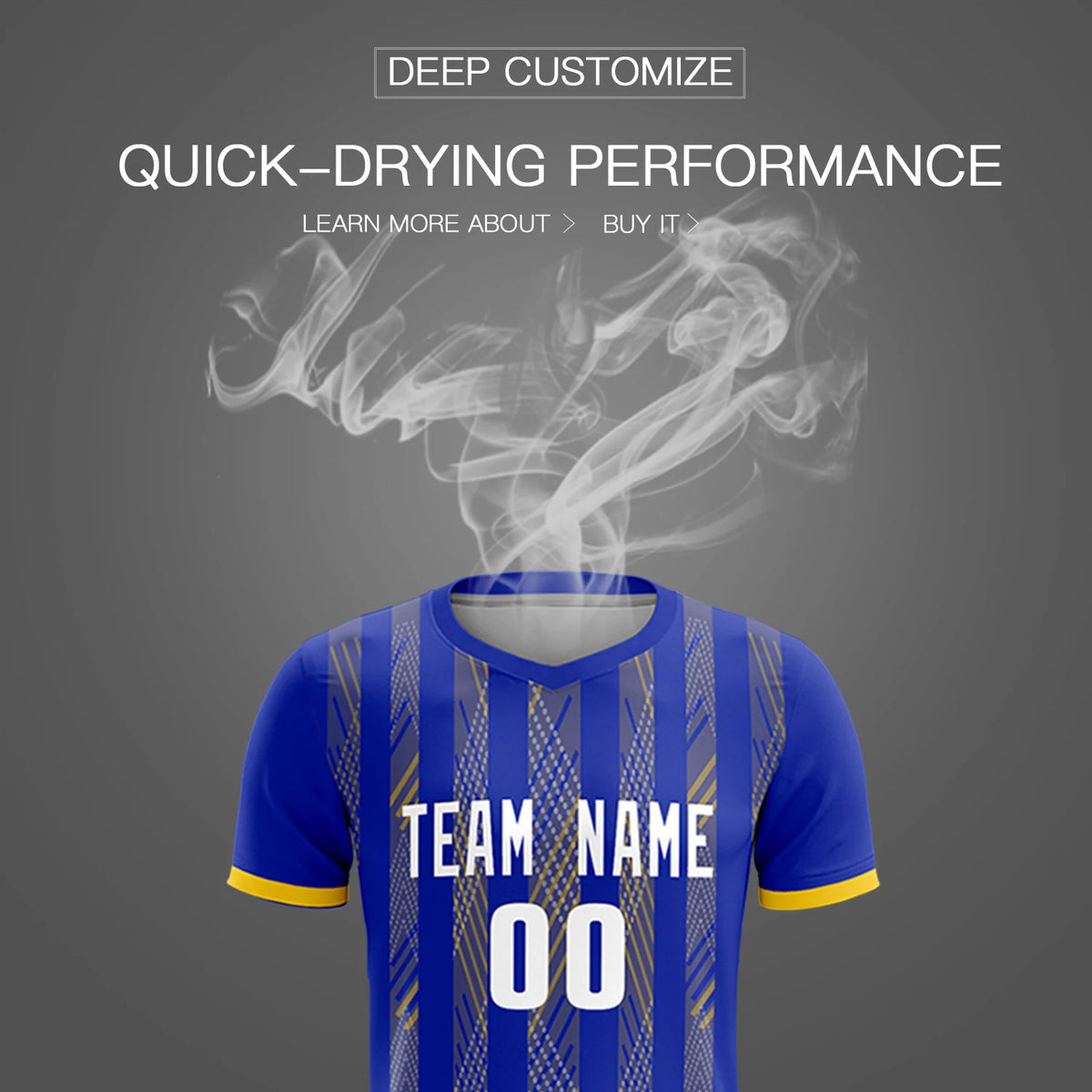 Custom Royal Blue Gold01-White Soft Soccer Sets Jersey