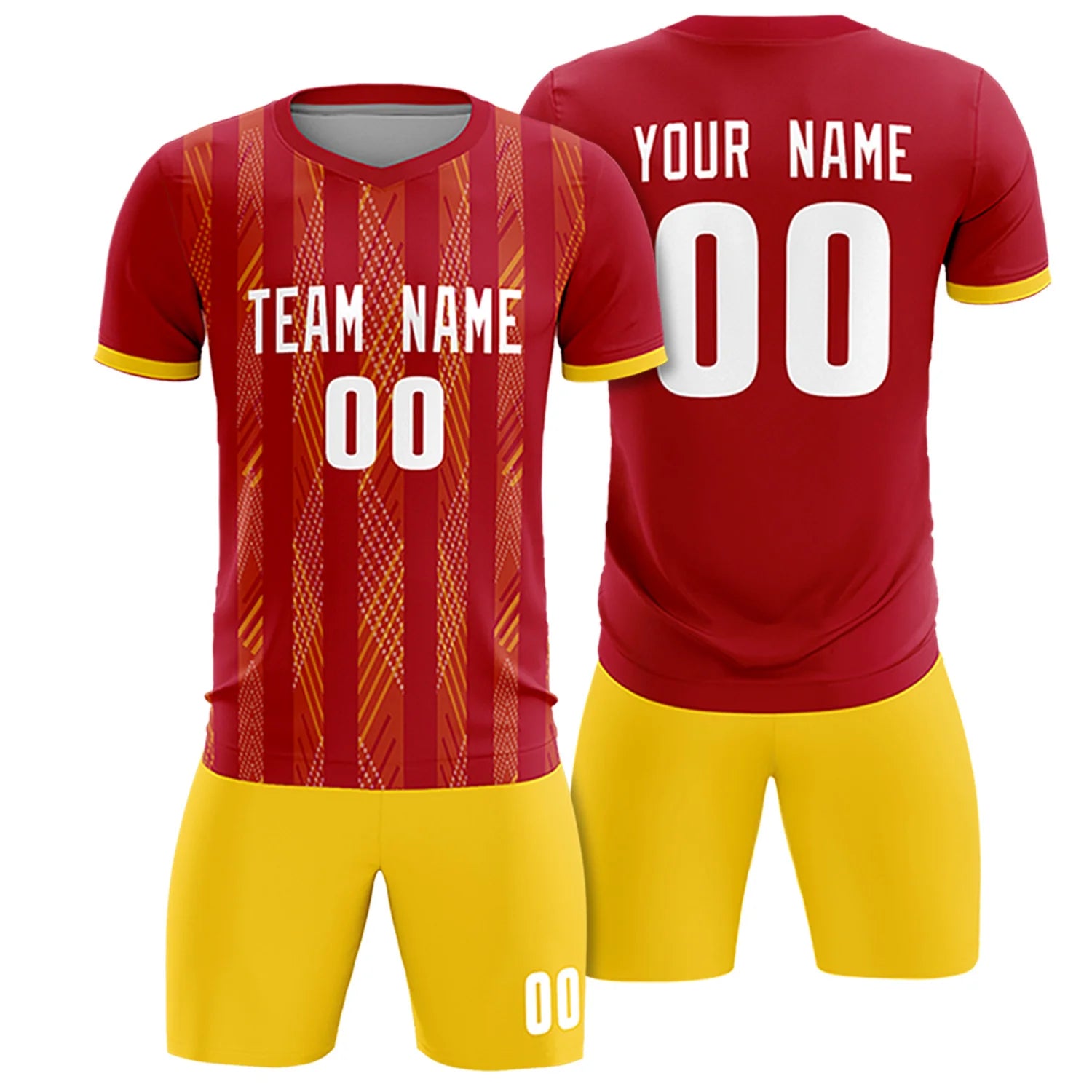 Custom Red Gold01-White Soft Soccer Sets Jersey