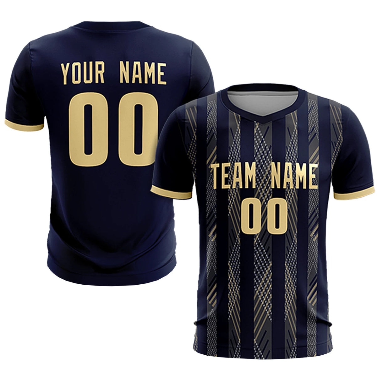 Custom Navy Khaki-White Soft Soccer Sets Jersey