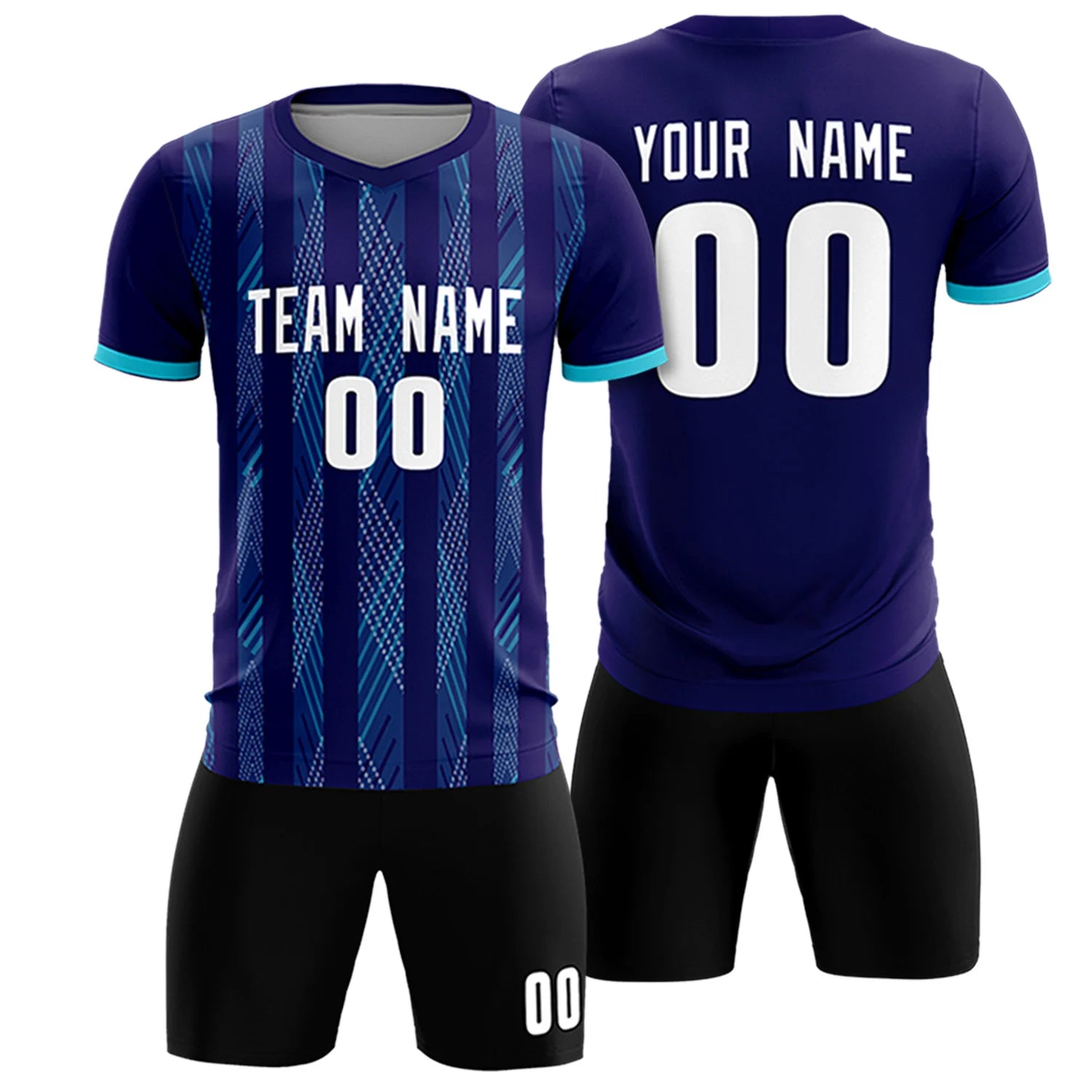Custom Purple Sky Blue-White Soft Soccer Sets Jersey