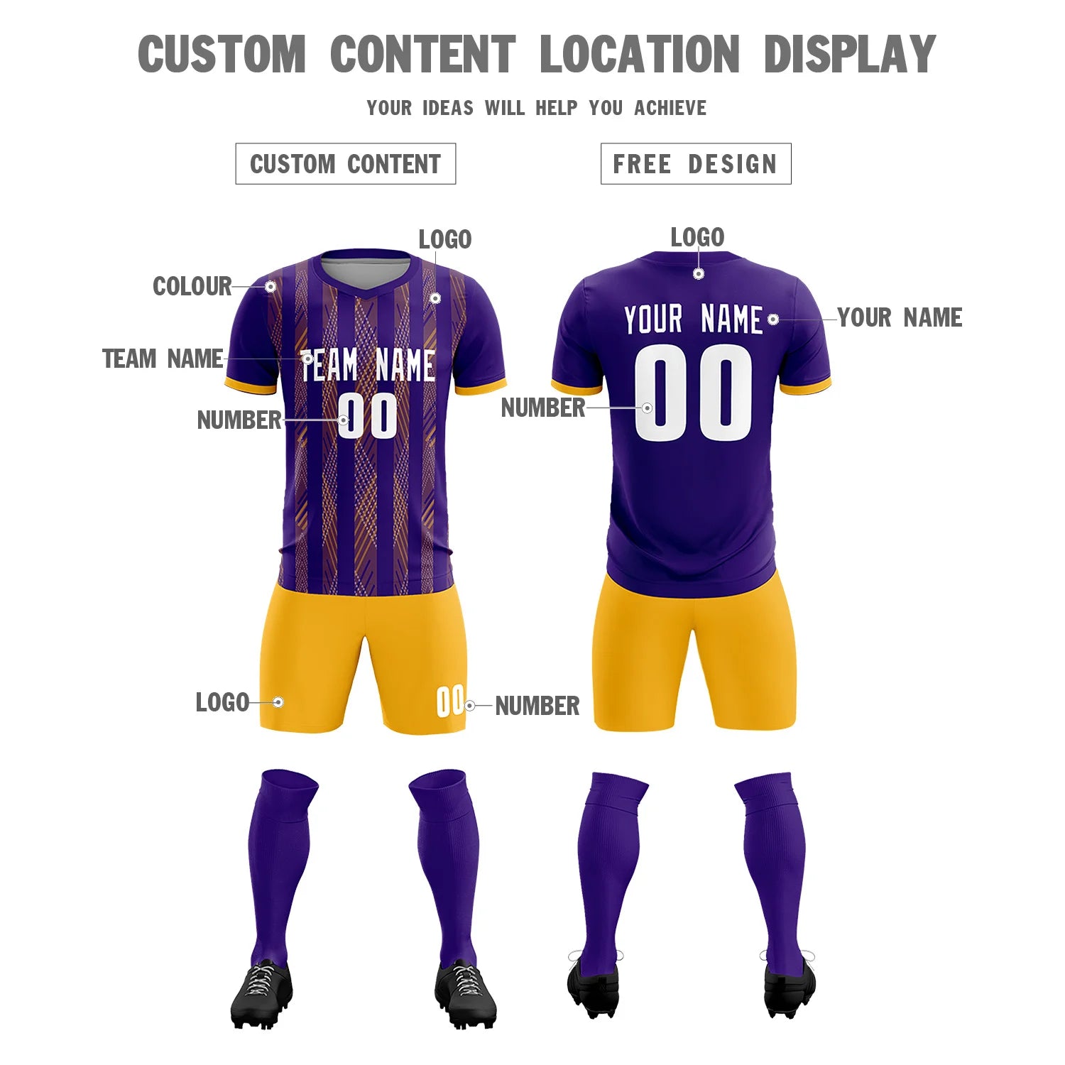 Custom Purple Pink-White Soft Soccer Sets Jersey