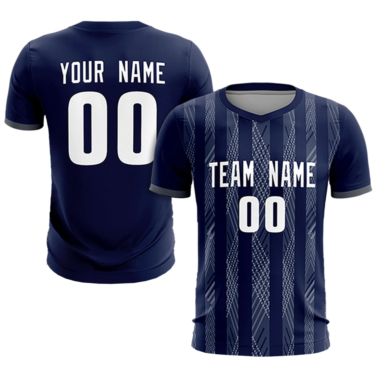 Custom Navy Gray-White Soft Soccer Sets Jersey