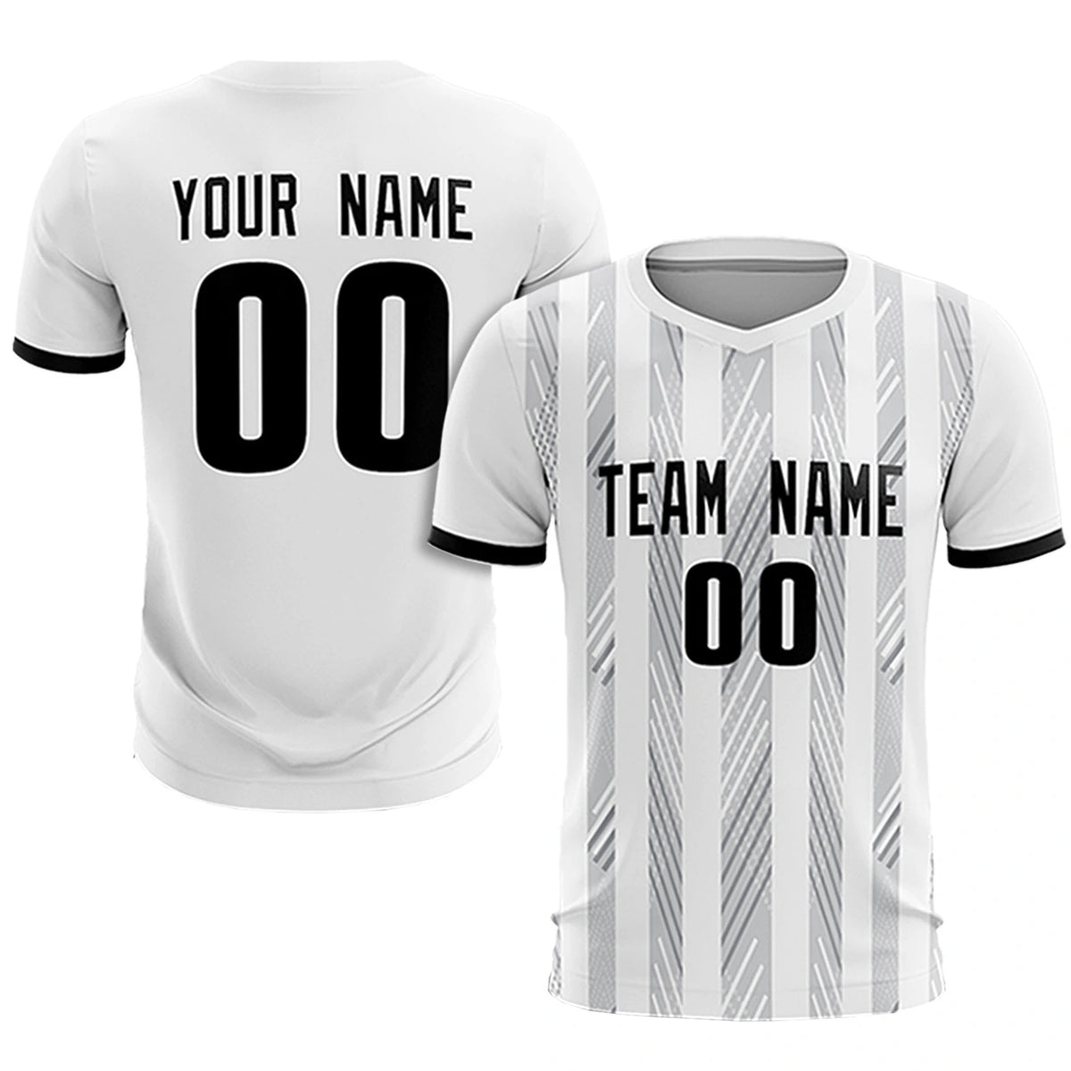Custom White Black-White Soft Soccer Sets Jersey