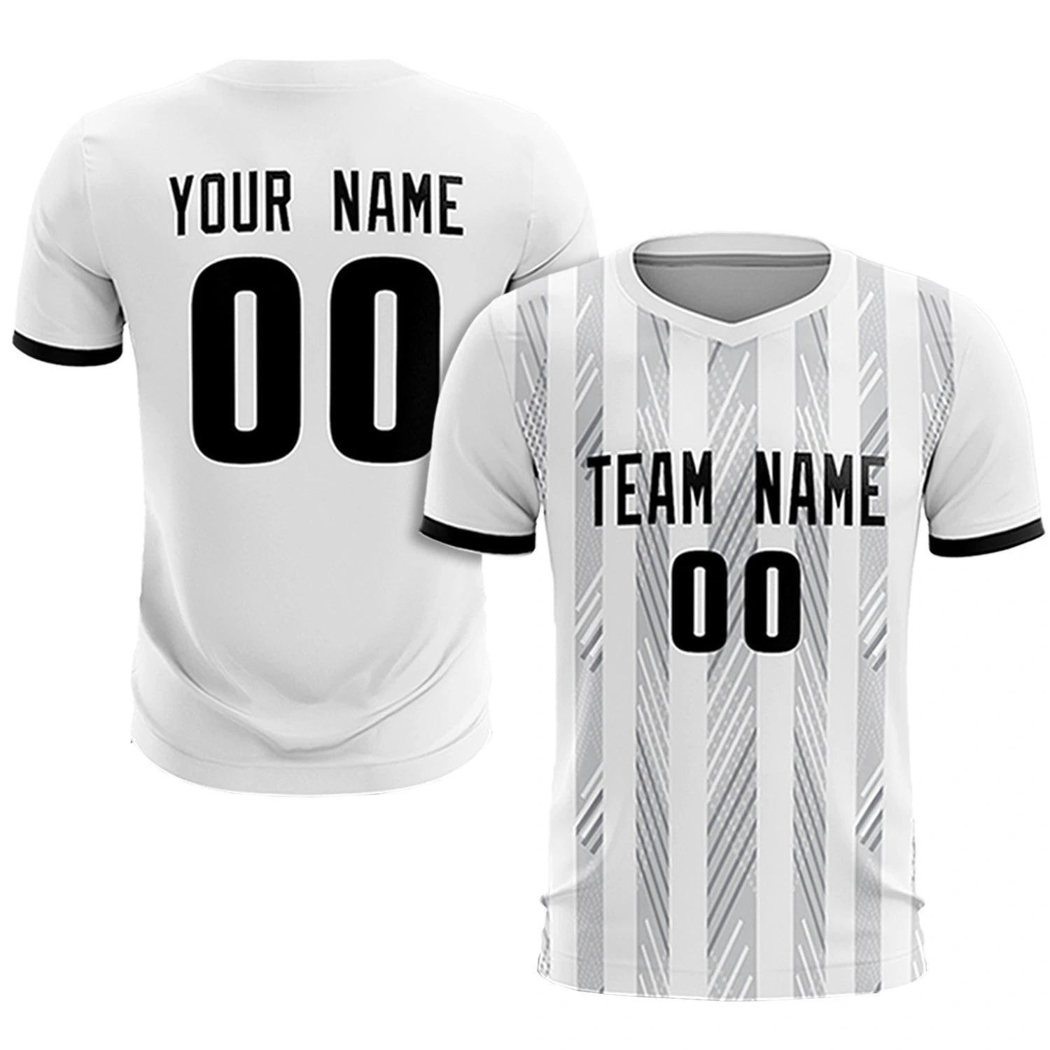 Custom White Black-White Soft Soccer Sets Jersey