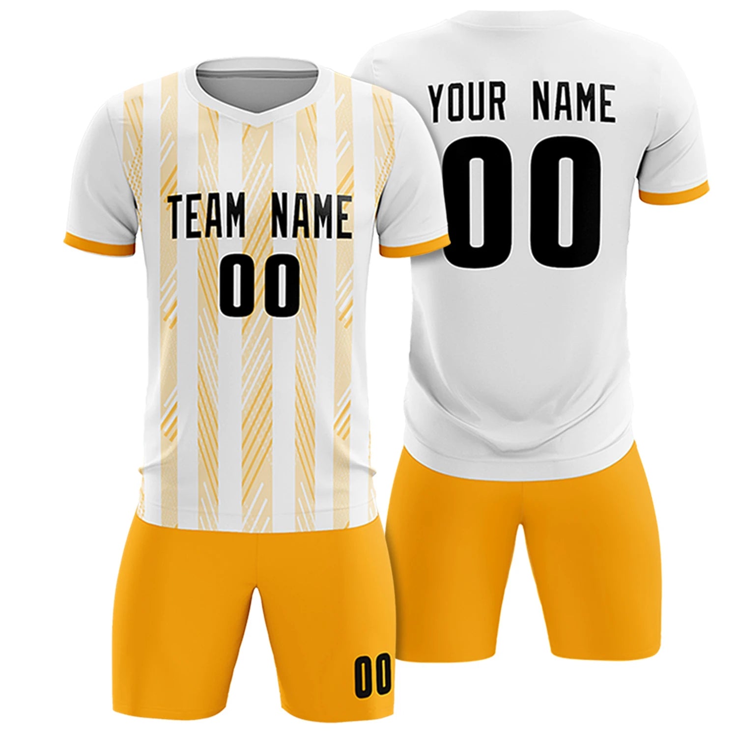 Custom White Gold01-White Soft Soccer Sets Jersey