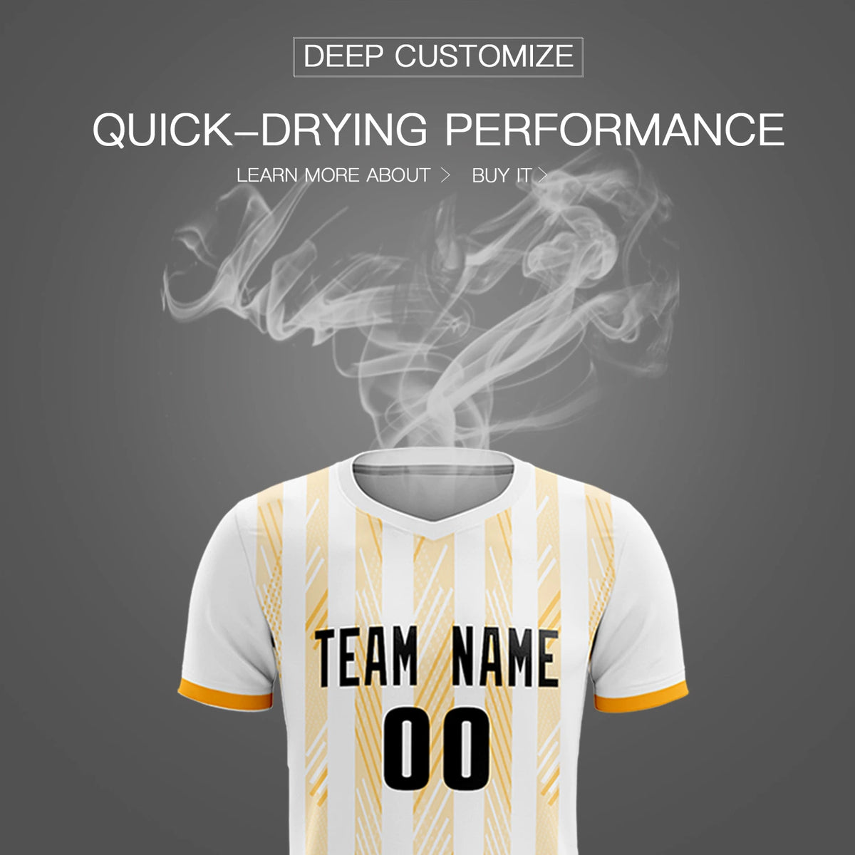 Custom White Gold01-White Soft Soccer Sets Jersey