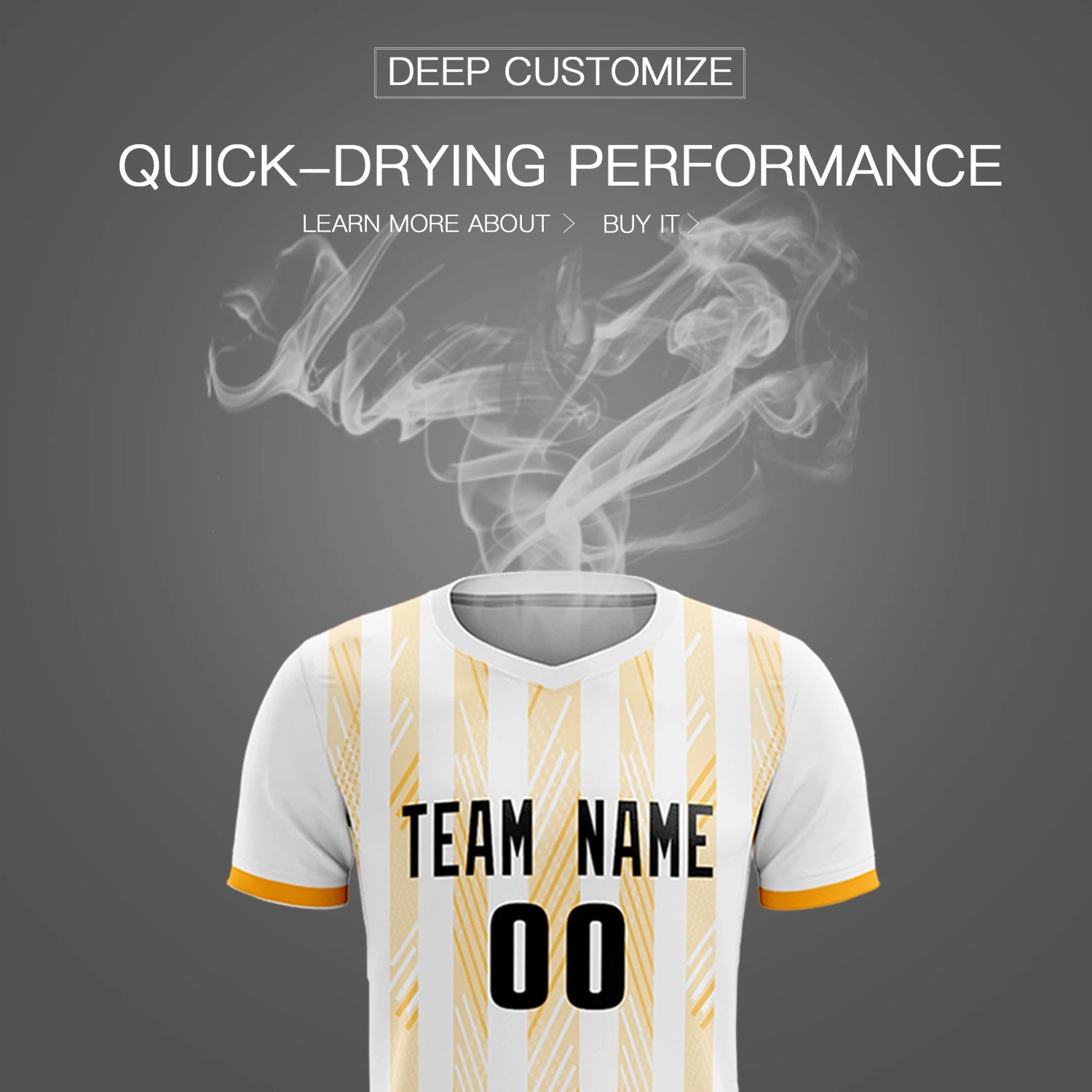 Custom White Gold01-White Soft Soccer Sets Jersey