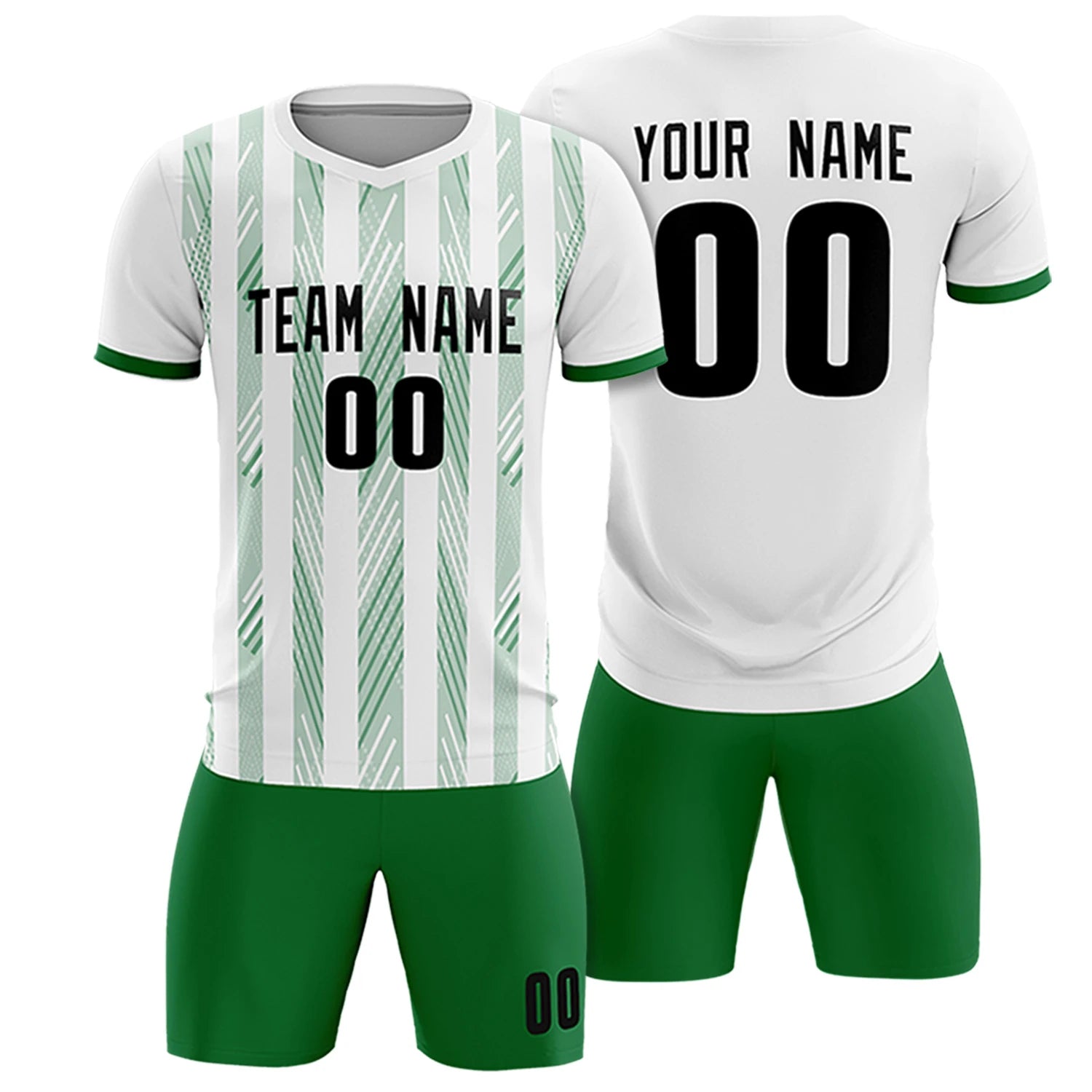 Custom White Kelly Green-White Soft Soccer Sets Jersey