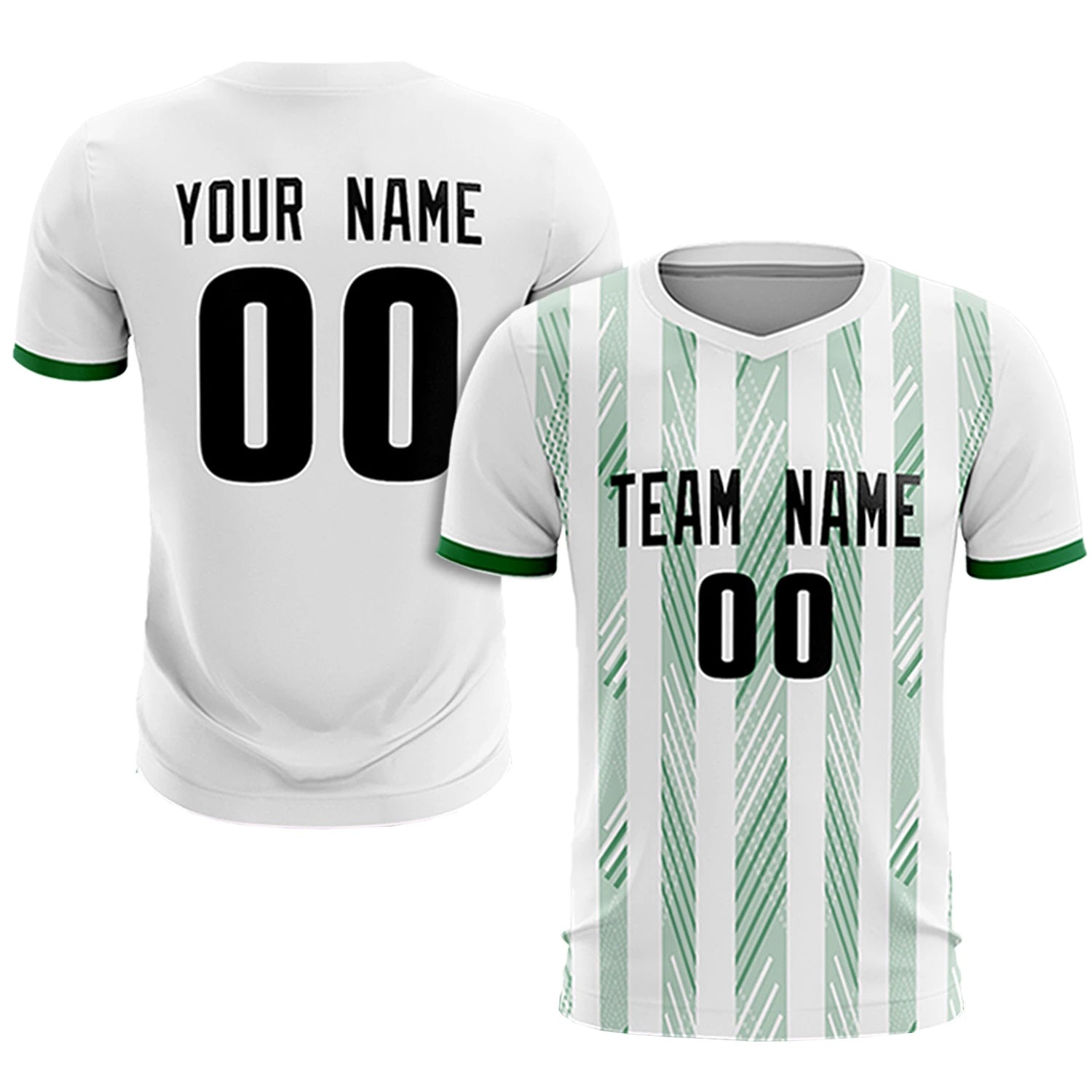 Custom White Kelly Green-White Soft Soccer Sets Jersey