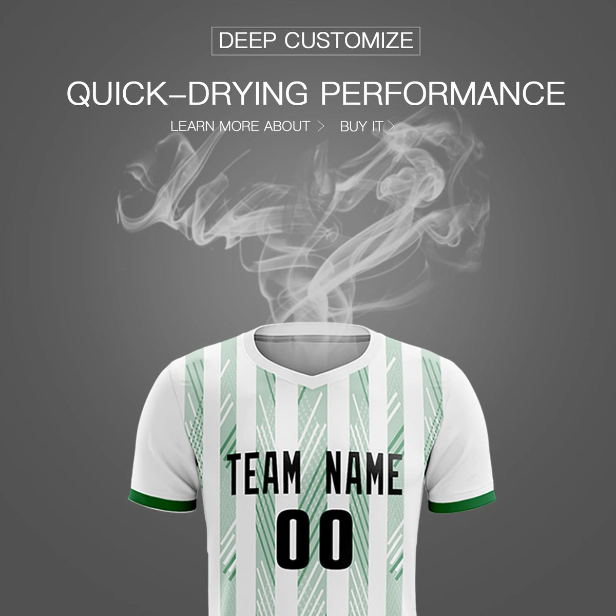 Custom White Kelly Green-White Soft Soccer Sets Jersey