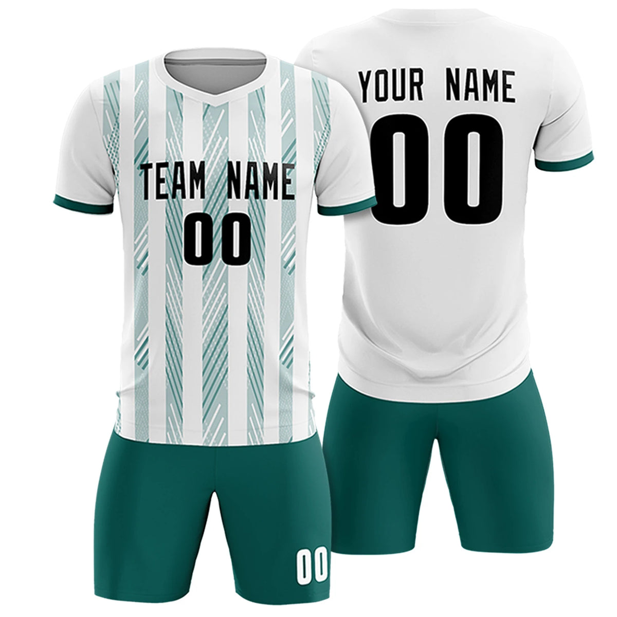 Custom White Aqua-White Soft Soccer Sets Jersey