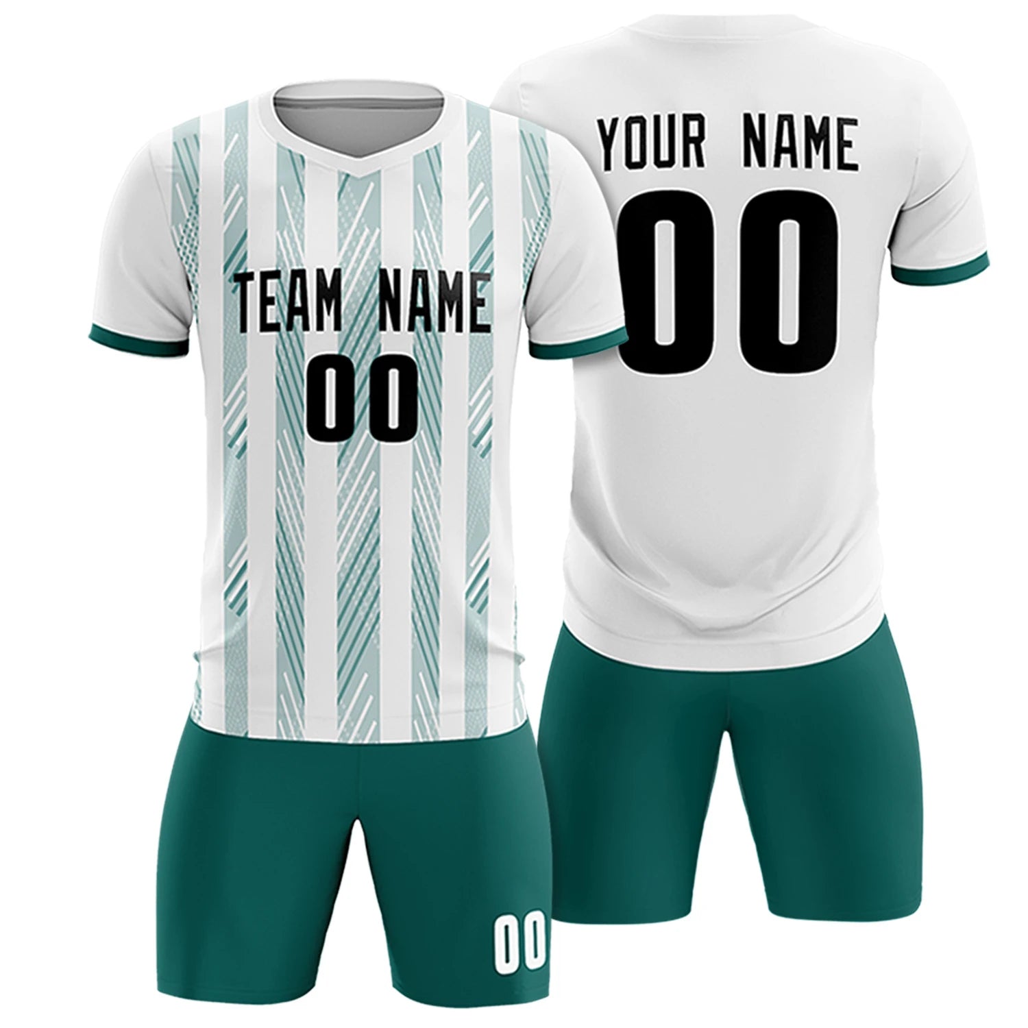Custom White Aqua-White Soft Soccer Sets Jersey