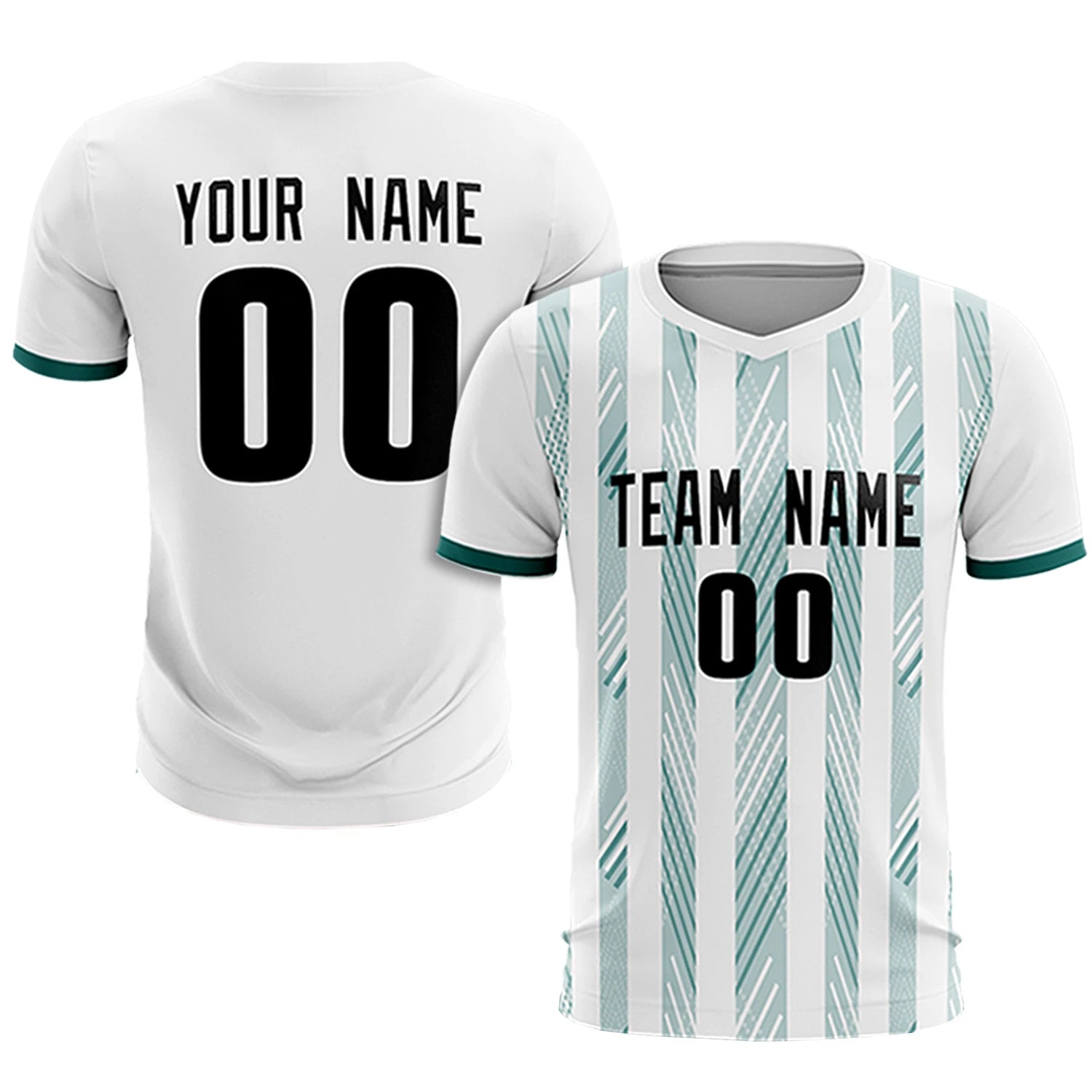 Custom White Aqua-White Soft Soccer Sets Jersey